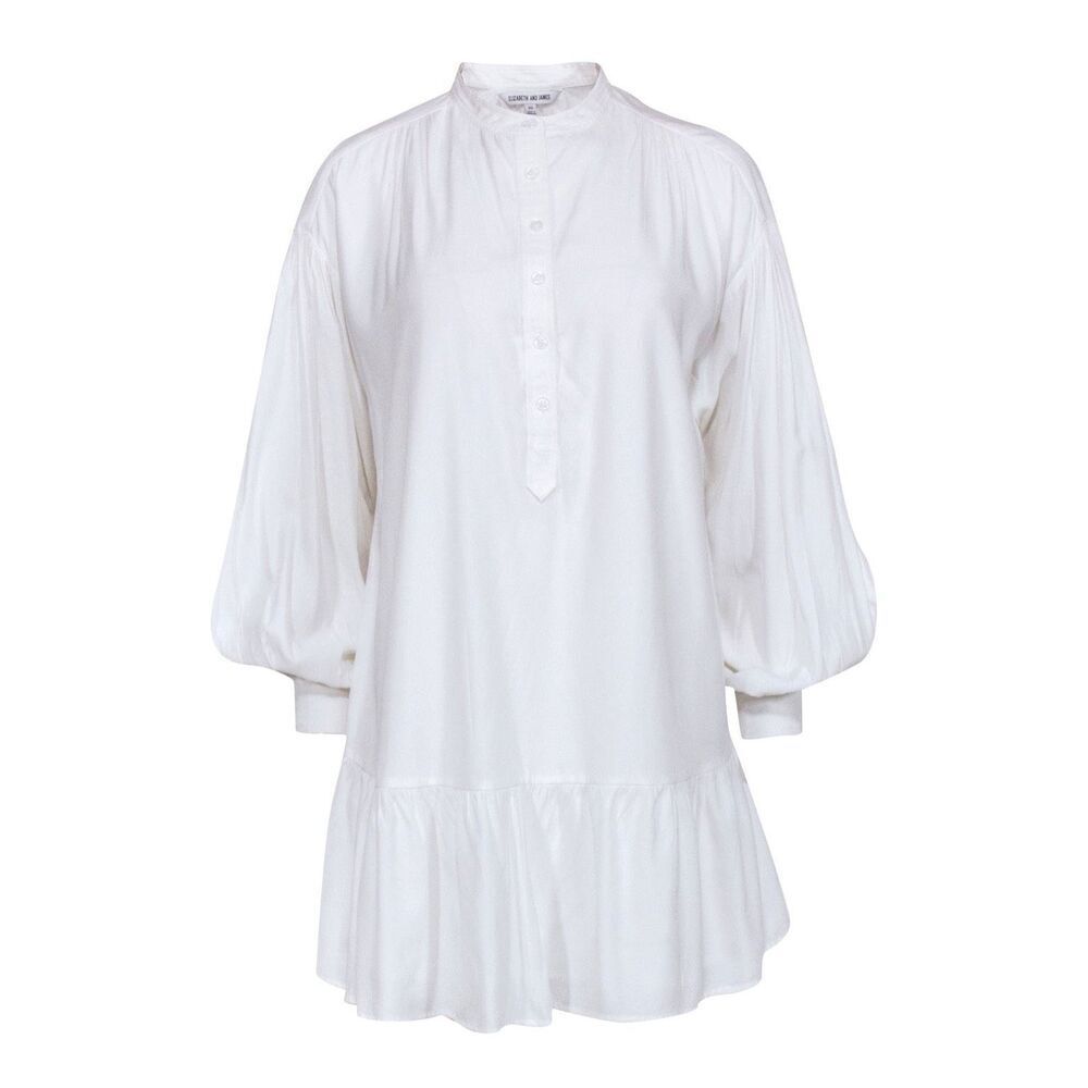 NWOT Elizabeth & James White Button Down Long Sleeve Lightweight Shirt Dress S